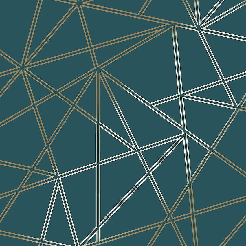 3D Apex geometrisches Dreieck Metallic Teal Gold Holden Decor Paladium, Petrol und Gold HD-Handy-Hintergrundbild