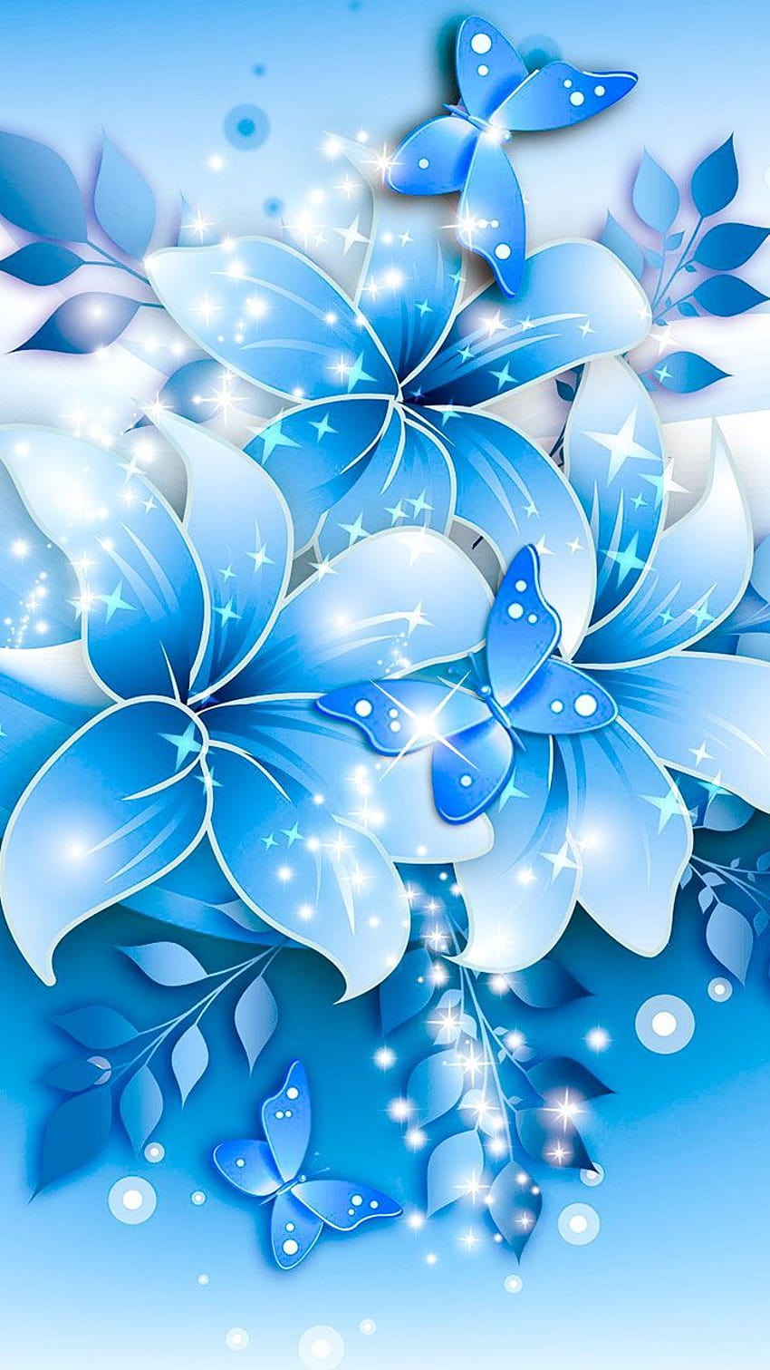 青い花のデザインの花のイラスト。 花のファンのためのシャープな高解像度アート、水色の花 HD電話の壁紙