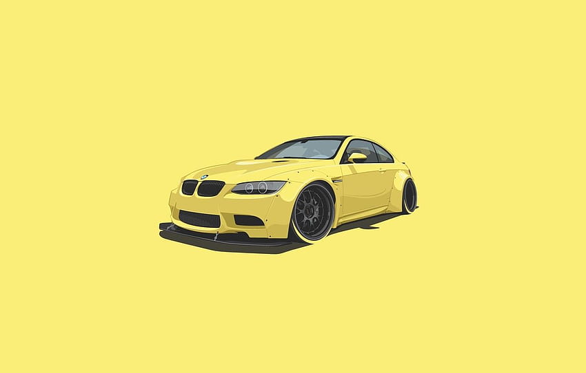 BMW, Car, Yellow, Minimalistic , section минимализм, minimalist car HD wallpaper