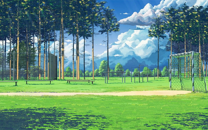 4 シンプルでかわいいアニメの草の背景、シンプルな夏 高画質の壁紙
