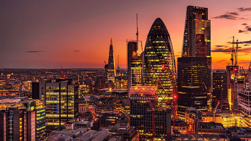 Лондон, сгради, нощен пейзаж, Великобритания, Англия с резолюция 3840x2160. Високо качество HD тапет