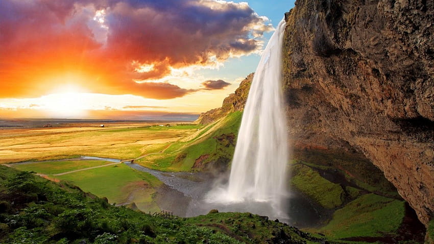 seljalandsfoss водопад Исландия HD тапет