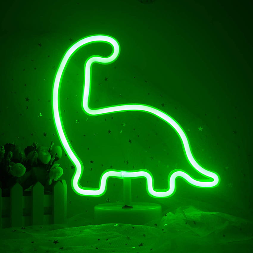 Dekoratif LED Dinozor Şekilli Neon Tabelalar Düğün Burcu, Birtay Partisi, Çocuk Odası, Oturma Odası, Yatak Odası veya Bar için Tutucu Masa Dekorasyonu ile Neon Gece Lambası, neon dino HD telefon duvar kağıdı