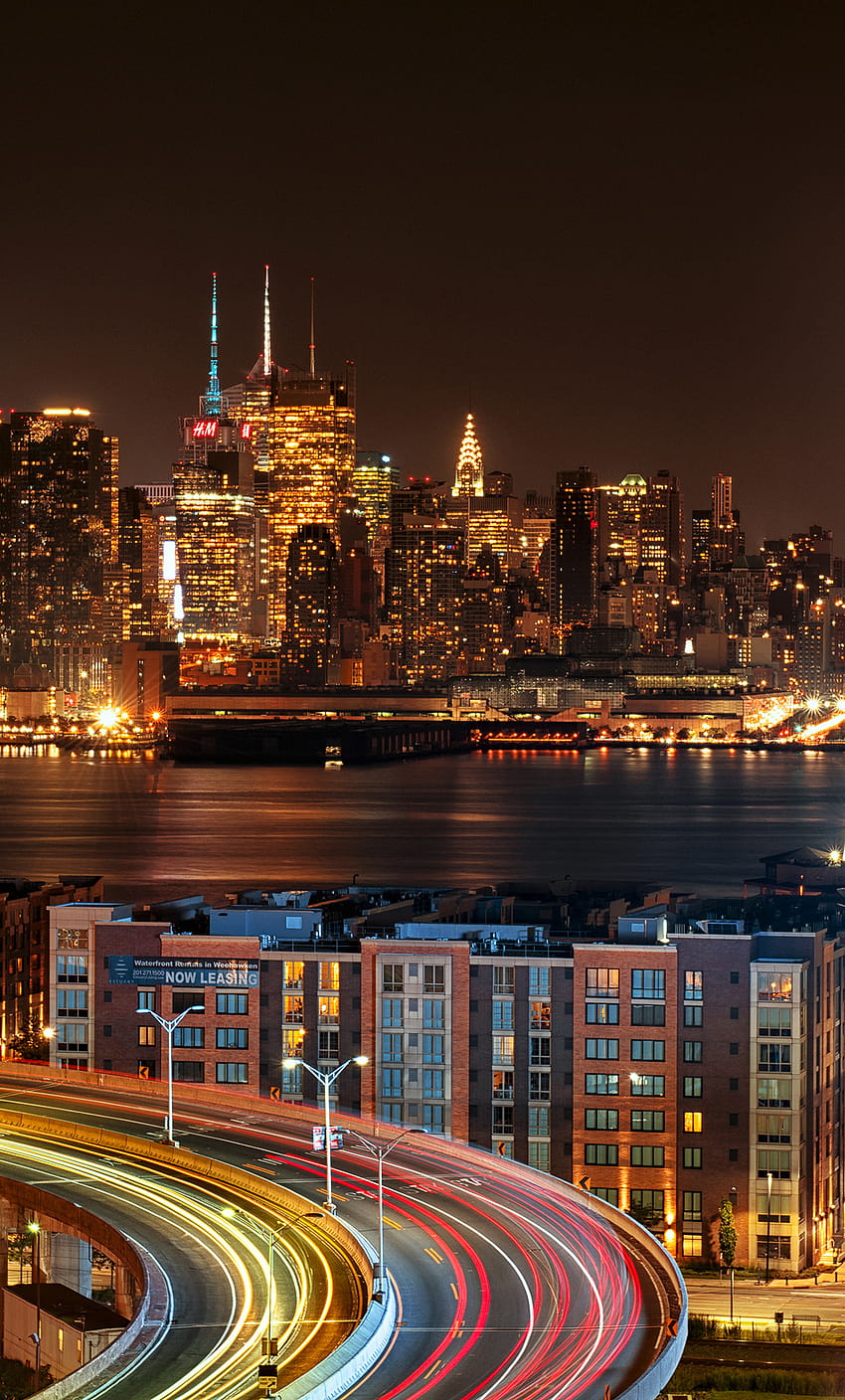 1280x2120 Blick auf New York City von New Jersey bei Nacht iPhone, Jersey City HD-Handy-Hintergrundbild