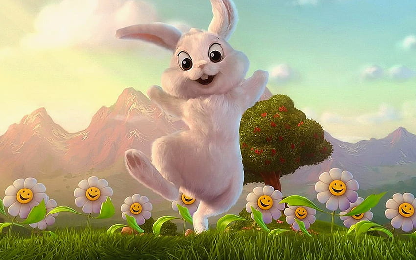 Funny Easter Bunny Cartoon [1600x900] na telefon komórkowy i tablet Tapeta HD