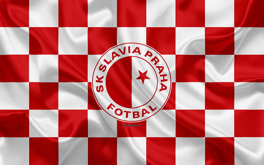 SK Slavia Prague, logo, art créatif, blanc Fond d'écran HD