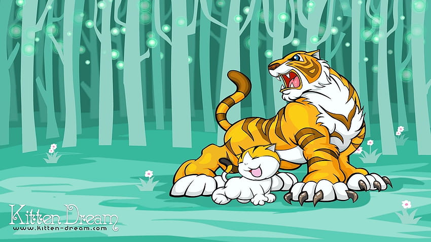 Illustrated, kitten, cartoon, tiger, cartoon tiger HD wallpaper