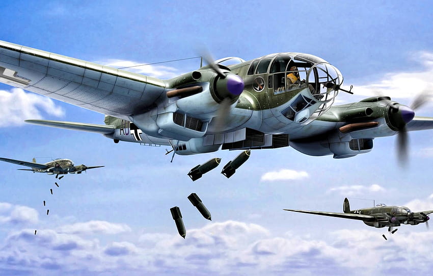alemania, arte, bombardero, heinkel, la segunda guerra mundial, he, heinkel he 111 fondo de pantalla