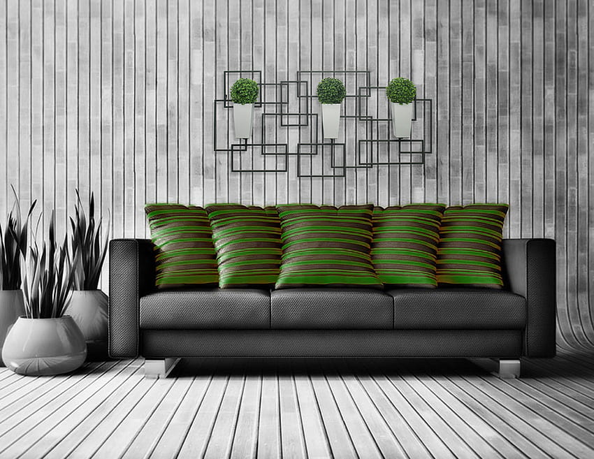 Algreen コンテンポラリー 長方形 ウォールアート シルバープランター3個付き 高画質の壁紙