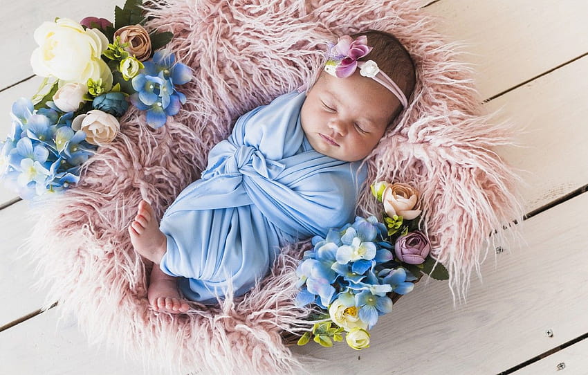 flowers, sleep, sleeping, girl, basket, baby for, girl and a basket of flower HD wallpaper