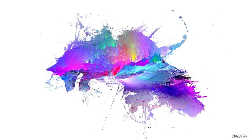 Multicolored paint splash, fox, colorful, rainbows HD wallpaper
