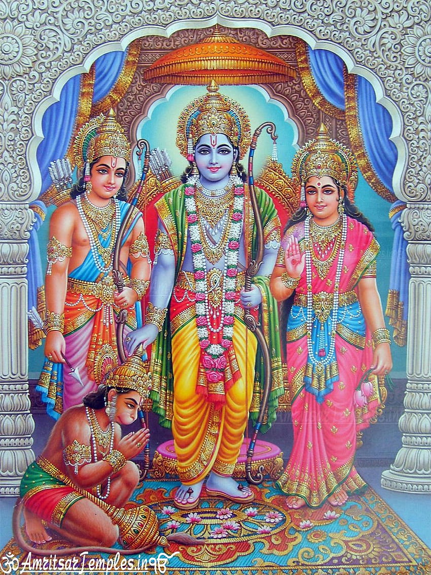 Indah Ram, Sita, Lakshman dan Hanuman Bhagwan, ram sita hanuman wallpaper ponsel HD