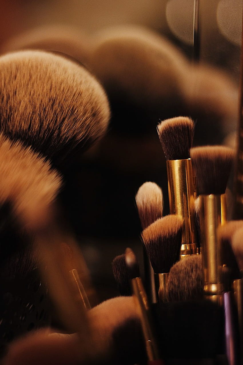 brauner Make-up-Pinsel lo – Pinsel, Make-up-Kit HD-Handy-Hintergrundbild