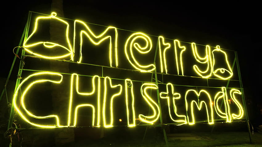 Yellow neon night signboard with message Merry Christmas Stock Video Footage, neon merry christmas HD wallpaper