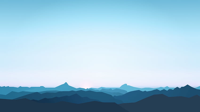 Планински пейзаж Минимализъм, минималистично синьо HD тапет