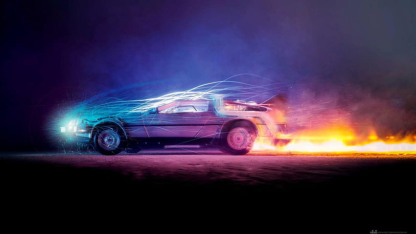 2560x1440 Car Lights Flame Back To The Future 1440P Resolution, delorean bttf HD wallpaper