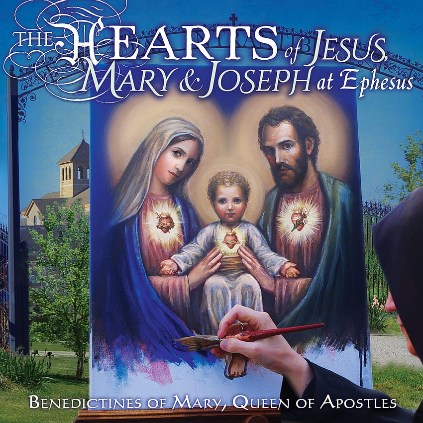 The Hearts of Jesus, Mary & Joseph at Ephesus, jesus mary and joseph HD phone wallpaper