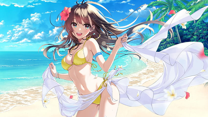 Anime Girl Beach, Strandanime HD-Hintergrundbild