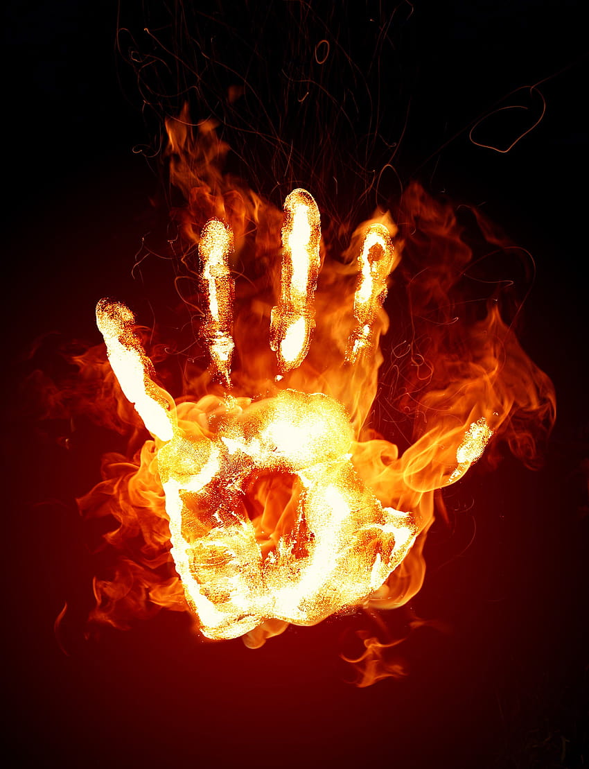 ogień, ręka, odciski dłoni / i mobilne tła, ręka ognia Tapeta na telefon HD
