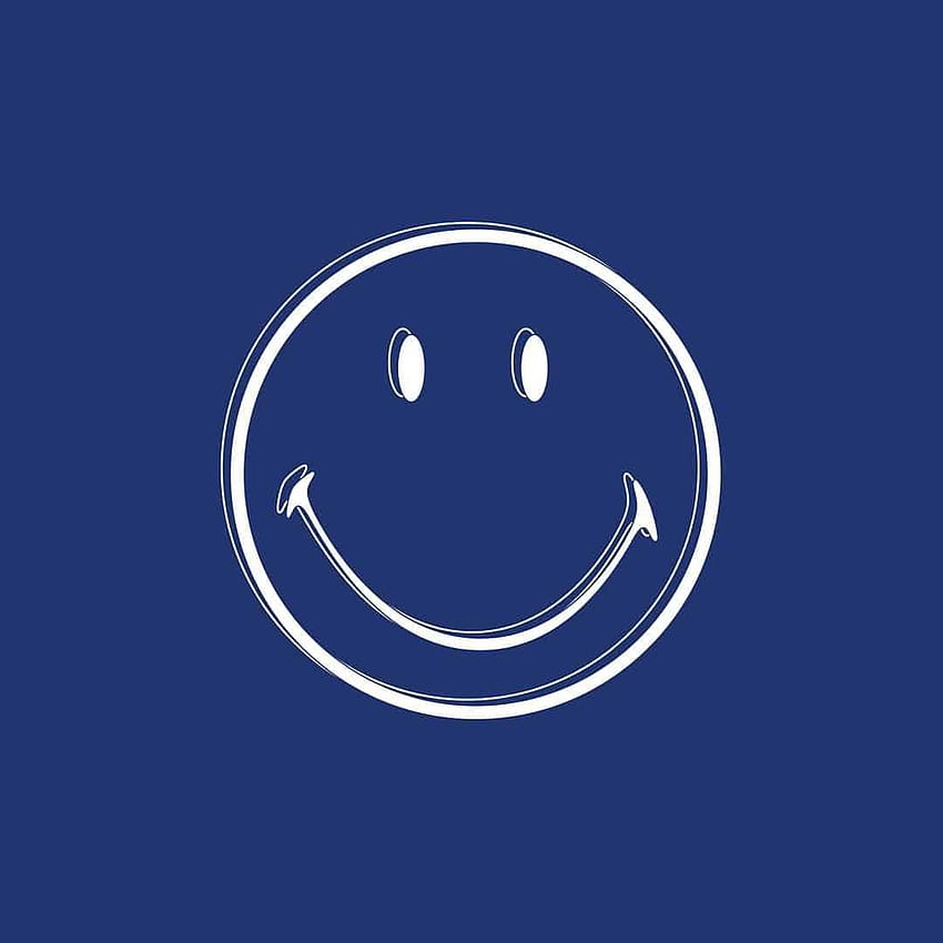 Blue Smiley Face, estética de cara sonriente fondo de pantalla del teléfono