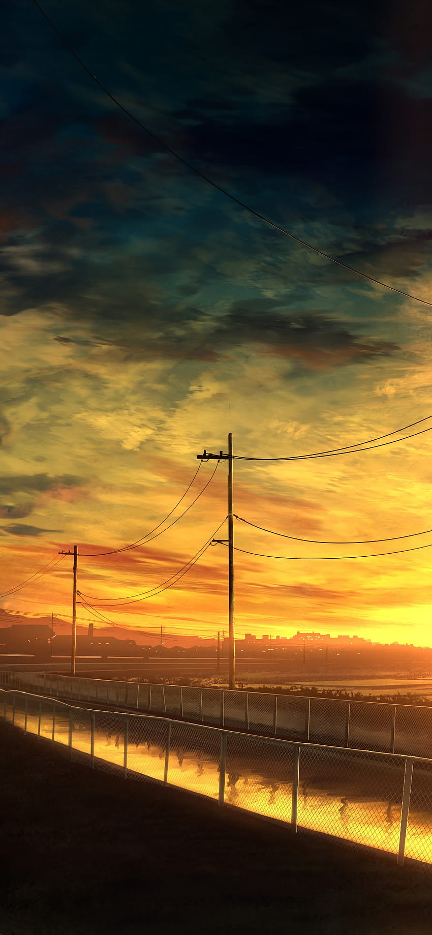 Paisaje de anime Puesta de sol Paisaje Teléfono iPhone, paisaje de anime de teléfono fondo de pantalla del teléfono