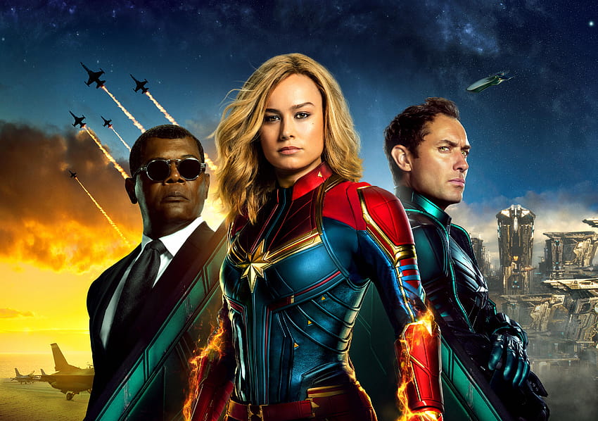 Captain Marvel, Carol Danvers, Brie Larson, Nick Fury, captain marvel movie HD wallpaper