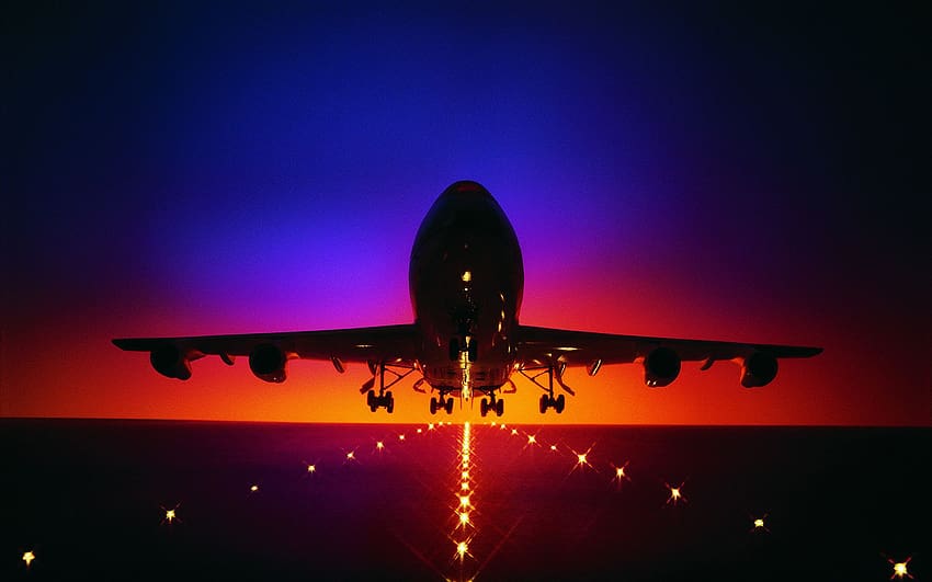 air plane, sunset, flight HD wallpaper