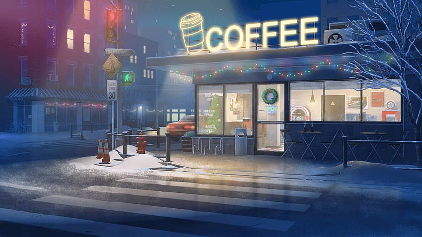 LoFi Late Night Coffee Shop [3840x2160]. Full credits to u/ remsbk