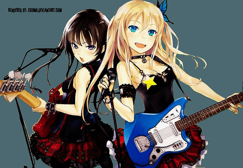 Anime-Mädchen-Gitarre, Anime-Junge und Mädchen-Gitarre HD-Hintergrundbild