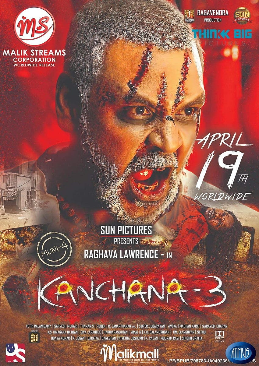 Kirbis Kanchana 3 Movie Poster 18 x 28 Inches: Posters & Prints, kanchana movie HD phone wallpaper