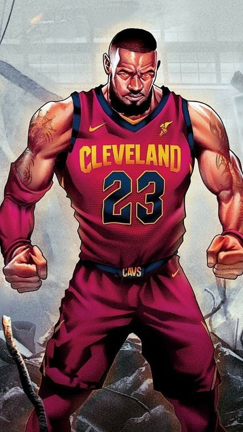 レブロン ジェームズの漫画、アニメ化されたバスケットボール選手 HD電話の壁紙