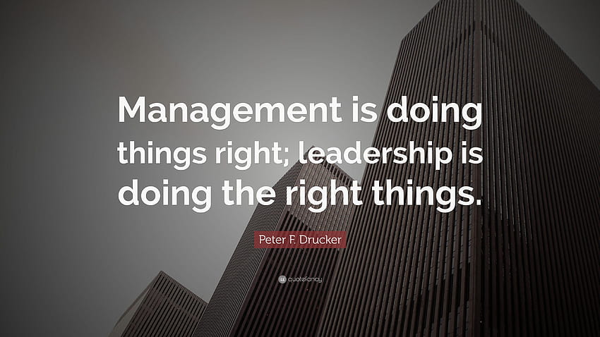 Peter F. Drucker Quote: “Management is doing things right HD wallpaper