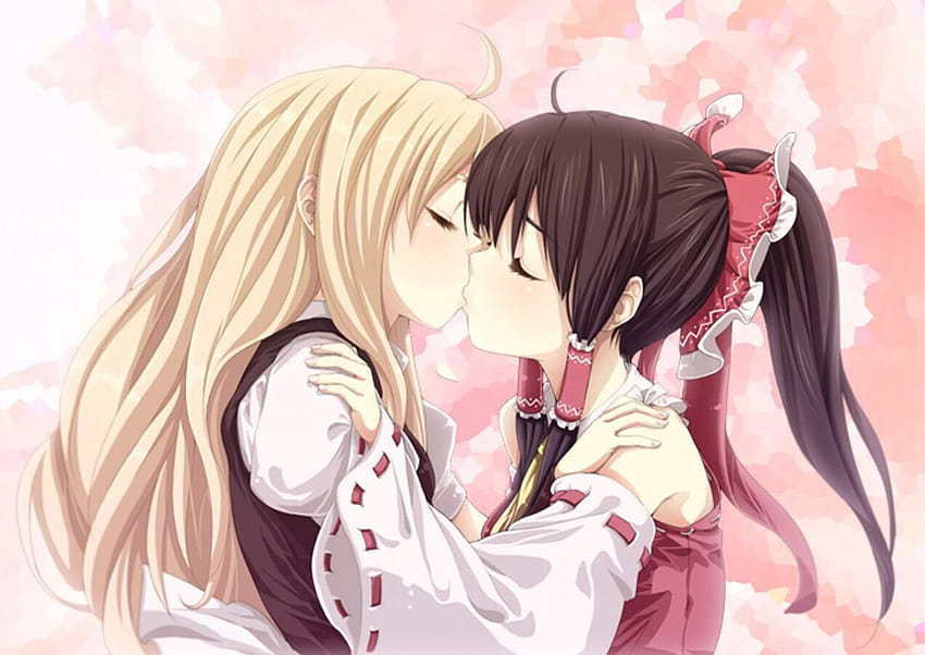 Vislumbres de Afeto 18, meninas de beijo de anime papel de parede HD