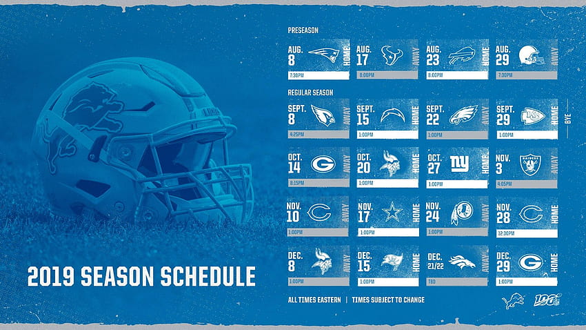 2019 Detroit Lions Schedule: Downloadable Wallpaper