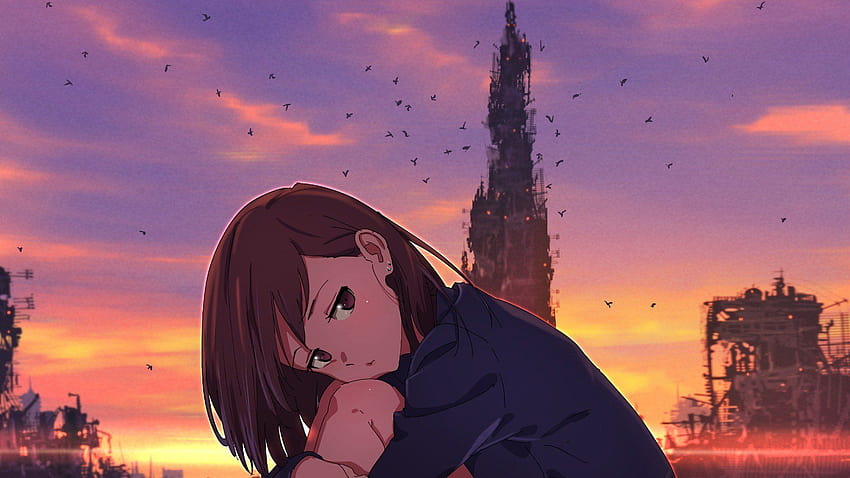 Złamane serce Smutny chłopak z anime, smutna samotna dziewczyna z kreskówek Tapeta HD