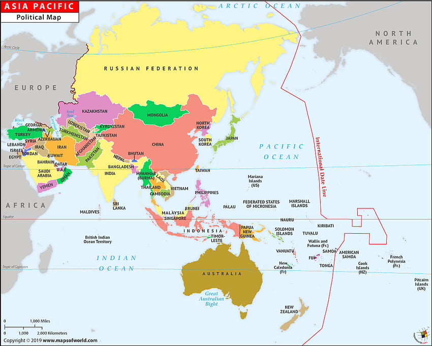 Mapa de Asia Pacífico, mapa asiático fondo de pantalla