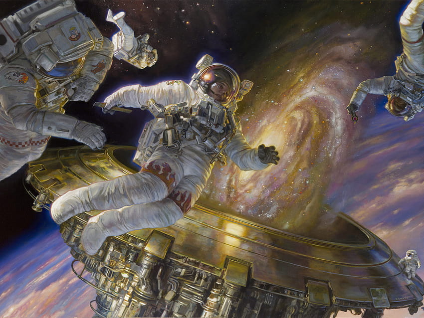 Donato Giancola Astronauts Ship Galaxy Cosmic Dream Conquest Of The Universe Science Fiction Digital Art For 5200x3250 : 13 HD wallpaper