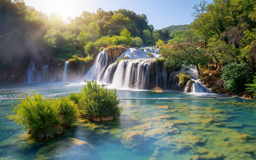 Parco nazionale di Krka, cascata, mattina, primavera, parco nazionale di Krka croazia Sfondo HD