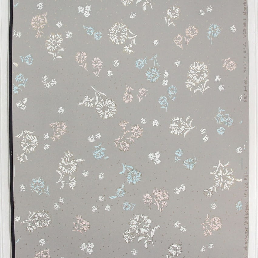 1940s Vintage White Blue Flowers on Gray HD phone wallpaper