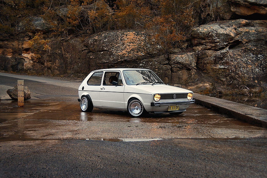 mobil mobil volkswagen vw golf mk1 putih klasik kelinci alam jalan Wallpaper HD