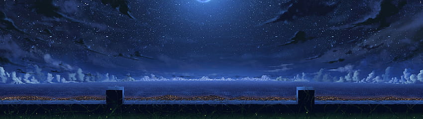 panorámica del paisaje durante la noche, panorama de anime fondo de pantalla
