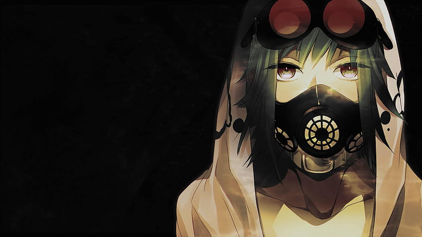 4 аниме газова маска, момиче използва респираторна маска аниме HD тапет