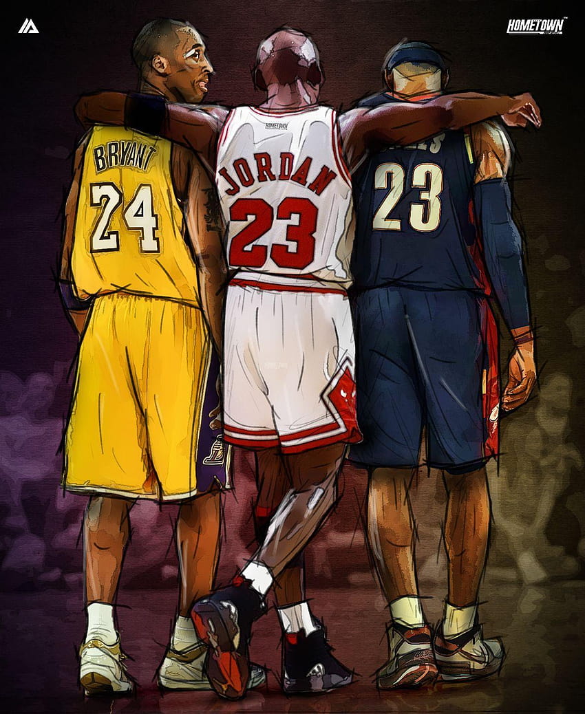 Kobe Bryant x Michael Jordan x LeBron James İllüstrasyon, michael jordan ve lebron james HD telefon duvar kağıdı