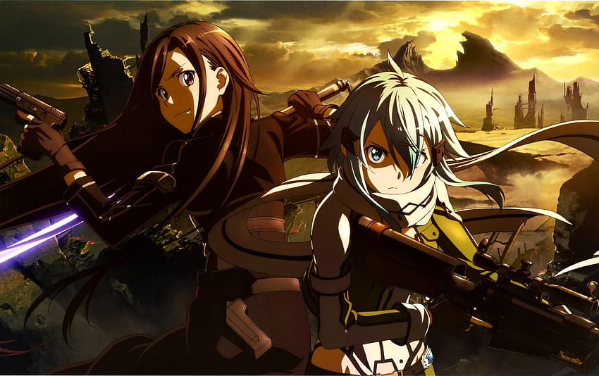 Anime Sword Art Online II Kirito Sinon, ggo HD duvar kağıdı