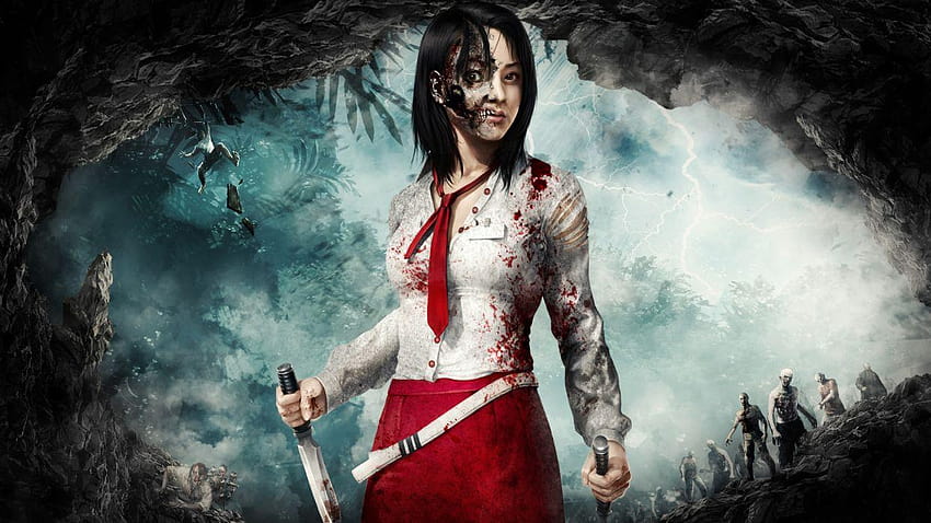 Dead Island Zombie Corbata Chica morena Juegos de cuevas Chicas oscuras, mujer de terror fondo de pantalla