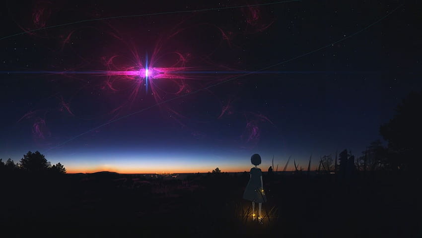 1360x768 Anime Girl Staring At Night Sky Laptop , Anime , and Backgrounds,  anime girl night pc HD wallpaper | Pxfuel