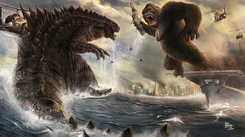 Godzilla Vs King Kong , Movies, Backgrounds, and, kong vs godzilla HD wallpaper