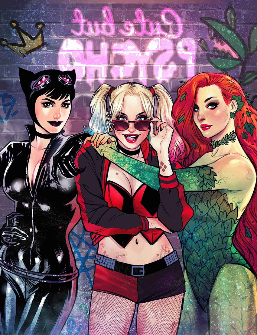 Przypnij na Cosplay & Costumer, Harley Quinn Kobieta-Kot i Trujący Bluszcz Tapeta na telefon HD