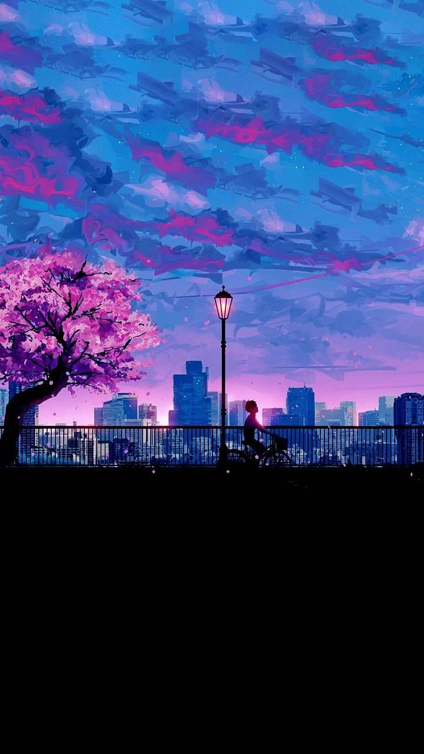 arte, blue and pink city panosundaki Pin HD telefon duvar kağıdı