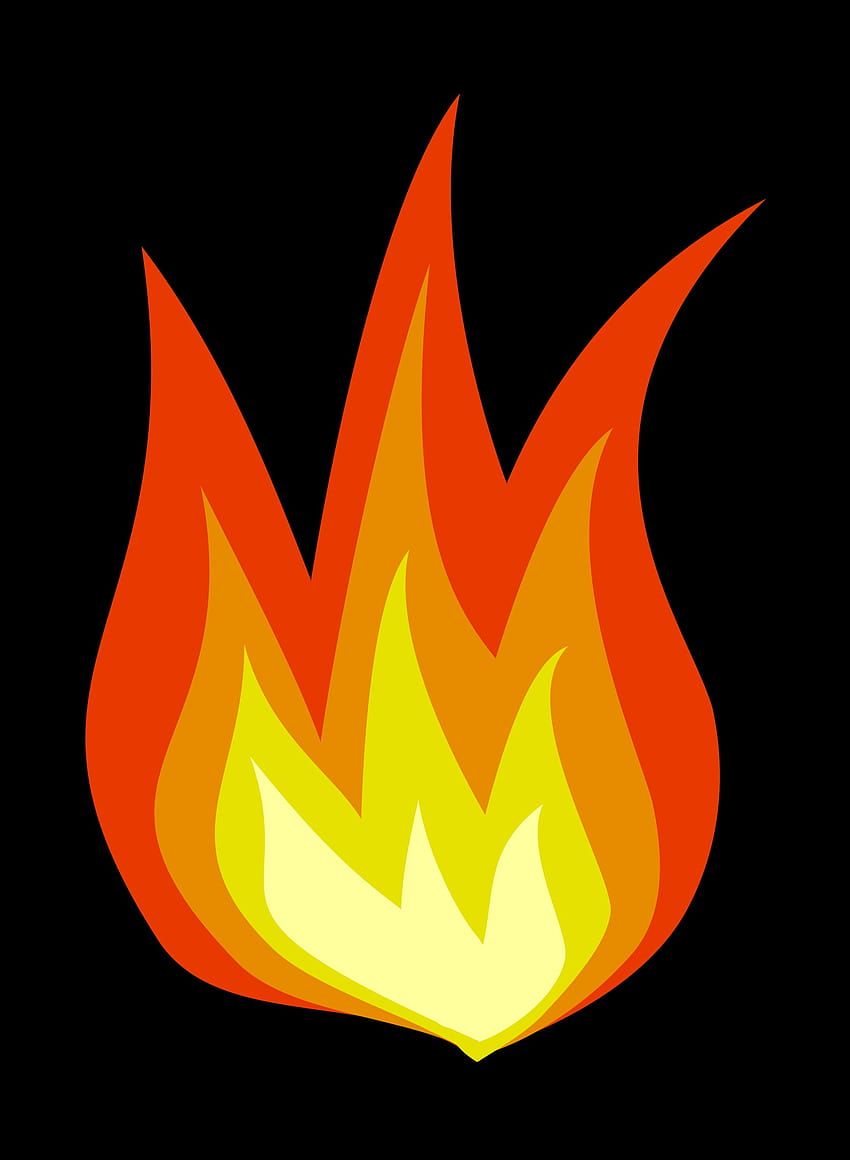 płomień clipart z czarnym tłem, emoji ognia Tapeta na telefon HD
